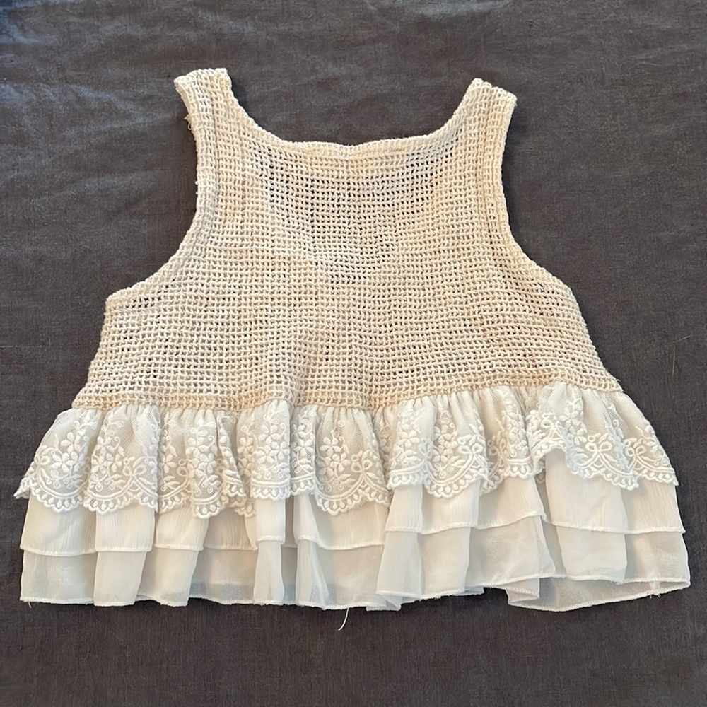 Miss Rose Sister Violet Vest top whimsical cropped 3 4 5 girl cream fairy girl - Picture 4 of 5